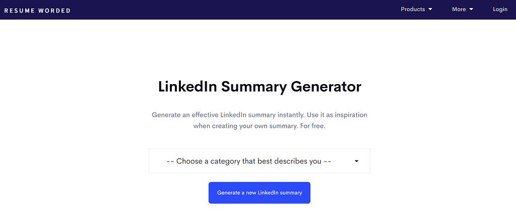 Resume Worded- LinkedIn summary generator