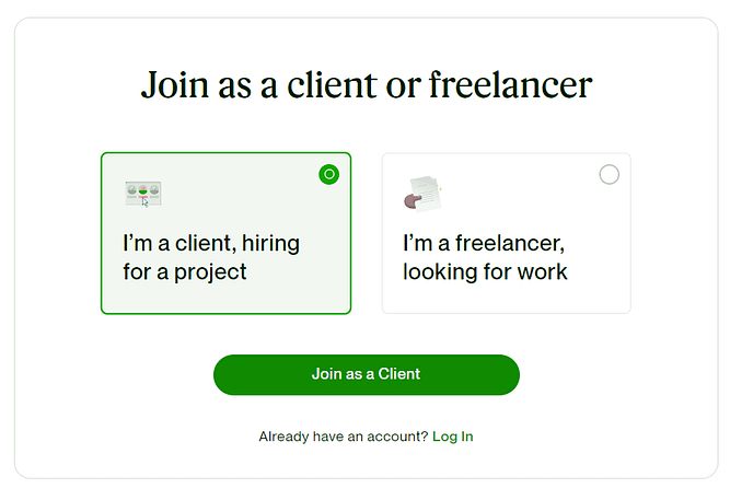 Creating a client account on Upwork