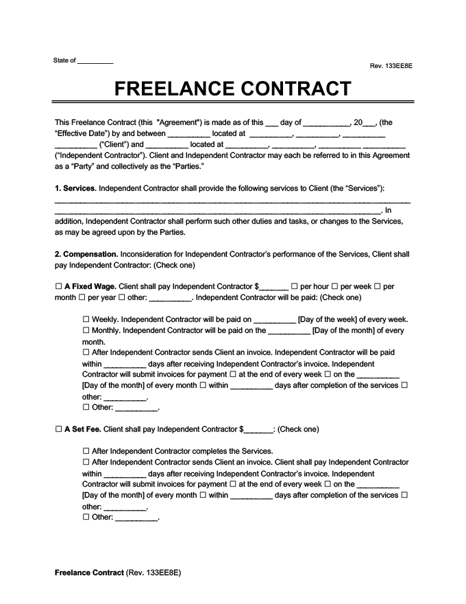 Freelance contract example